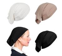 DHSBGWSX Hiyab De 3 Piezas, Hijab Con Parte Inferior Transpirable, Sombrero De Tubo Elástico, Hijab Decorativo Para Mujer, Pañuelo De Pelo Suave, Gorro Hijab (3 Colores)