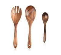 DHSBGWSX Juego de 3 cucharas y tenedores, sartén antiadherente, cuchara de madera y tenedor, cucharas de cocina y tenedores, juego de utensilios de ensalada, tenedor de ensalada, cuchara de servir de