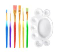 DHSBGWSX Juego de 6 pinceles para decoración de tartas, pinceles pequeños, cerdas de nailon, mango de aluminio, rojo, amarillo, azul, verde, morado, naranja