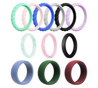 DHSBGWSX Juego de anillos de silicona - 12 anillos de brillo y giro para mujeres y hombres - Anillos de boda gruesos - Talla única