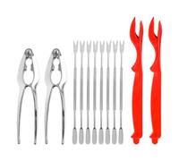 DHSBGWSX Juego de herramientas para mariscos, juego de 8 agujas de acero, 2 clips, 2 pinzas para cangrejos, herramienta para extraer langostas, juego de herramientas para mariscos, herramienta para