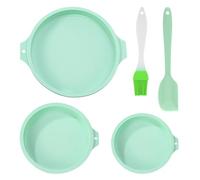 DHSBGWSX Juego De Moldes Para Hornear Pasteles Y Pan - 3 Moldes, 1 Cepillo De Aceite Y 1 Espátula De Silicona - Redondo