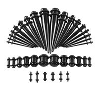 DHSBGWSX Kit de extensión de oreja de 36 piezas, barra de expansión, juego de piercings acrílicos, expansor de canal auditivo, herramienta de expansión (negro), Acrílico
