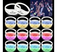 Dhseinat 24 pulseras LED activadas por sonido blanco a granel para boda que brillan en la oscuridad, pulseras de fiesta con sincronización de música (24) (24, 6 colores cambiantes)