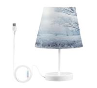 DHSKFUA Lámparas de mesita de Noche con Puertos USB, lámparas de Escritorio de Noche para paisajes de Invierno para Dormitorio, Sala de Estar, Oficina, s Progress