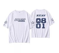 DHSPKN Stray Kids 5 Star Album Merch Camiseta Felix Jisung Hyunjin Minho Bangchan Changbin Concerts Tee Unisex Tops Blanco-01 M