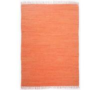 Dhurry Fleckerl Alfombra de Tejido Plano 100% algodón, Tejida a Mano, Lavable, Reversible, 120 x 180 cm, Terracota, Happy Cotton