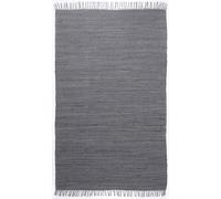 Theko Dhurry Fleckerl Alfombra Plana de 100% algodón, Tejida a Mano, Lavable, Reversible, 120 x 180 cm, Antracita, Happy Cotton