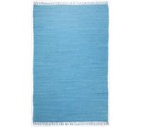 Dhurry Fleckerl Alfombra Plana de algodón 100%, Tejida a Mano, Lavable, Reversible, 160 x 230 cm, Color Turquesa