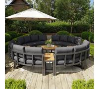 DHWDS Juego de muebles de jardín modulares XL para 8 - 12 personas, juego de salón exterior con 8 plazas dobles y 4 mesas, resistente a la intemperie y muebles de jardín para terraza y jardín