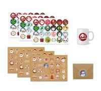 DHWEKU 144 Piezas Stickers Navidad, Etiquetas Adhesivas Navidad, Pegatinas Navida d para Regalos Retro Redondo Etiquetas Autoadhesivas para Bolsas de Papel Sobres Botellas Nombres