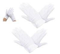 DHWEKU 2 Pares de Guantes de Algodón de Nylon Guantes de Disfraz de Desfile Blancos para Guardia de Honor Formal Tuxedo de la y Ocasiones Especiales (Diseño de 3 Costuras)