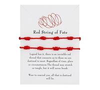 DHWEKU 2 Piezas Pulsera Roja 7 Nudos, Pulsera Hilo Rojo Pulsera Mal de Ojo para Protección y Buena Suerte, Amuleto del Kabbalah, Pulsera Ajustable para Parejas, Hombre, Mujer y Familia