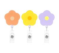 DHWEKU 3 Carretes de Insignia de Flores,Bonitos Soportes de Carrete de Insignia con Clip de Nombre de Identificación,Cordones de Carrete de Insignia de Colores para Enfermera,Profesor,Oficinista