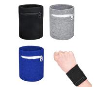 DHWEKU 3 pcs Pulseras Deportivas con Cremallera,Muñequera con Cremallera,Monedero de Muñeca Deportivo,Sudar Muñequera Cartera,Puede ser Utilizado para los Deportes es almacenar pequeños como Llaves