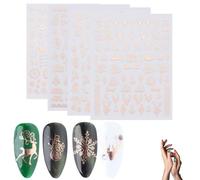 DHWEKU 4 Hojas Pegatinas Para Uñas Navidad Oro Rosa Copos de nieve Autoadesiva Nail Art Stickers Christmas Decoración