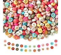 DHWEKU 500 cuentas de letras coloridas, A-Z perla para pulsera de 7 x 4 mm, cuentas acrílicas redondas, para pulseras, joyas, collares, charms, ornamentos, manualidades
