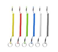 DHWEKU 6 Piezas Llaveros en Espiral, Cuerda Elástica Antipérdida con Multicolor Mosquetón, Cordones de Pesca, Alambre de Cuerda de Seguridad, Cuerda de Resorte de Plástico, para Canotaje Kayak Caza