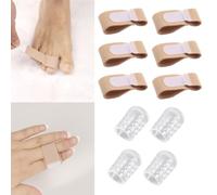 DHWEKU 6 Piezas Vendaje del Dedo del Pie,Corrector Dedos Pies,Enderezar Dedos Pies,Férula Corrector Dedo Pie Martillo,Reductor De Juanetes,con 4 Protector Dedos Pie Silicona