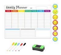 DHWEKU A3 Planificador Semanal Magnetico Pizarra Nevera Magnetica,Organizador Semanal,Calendario Semanal Planificador Semanal Magnetico Nevera 42×29,7cm,Viene con 5 bolígrafos y Borrador Mágnetico