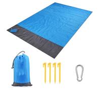 DHWEKU Alfombra de Playa 210 x 200cm Grande, Mantas de Playa Antiarena Impermeable Esterilla Playa, Playa Accesorios con 4 Clavos de Fijación, Ideal para Viajes al Aire Libre (Azul)