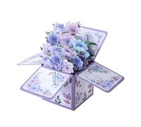 DHWEKU arjeta de Flores Pop-Up - Flor con Mariposa - Tarjeta de felicitación 3D para un cumpleaños, jubilación o como cupón, Tarjeta de regalo emergente con sobre
