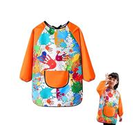 DHWEKU Babi Escolar Infantil, Delantal Niños, Delantal Infantil, Bata Escolar Pintura Impermeable Manga Larga Bolsillo Tira Espalda Guardería Colegio Escuela Casa, Niño Niña 7 8 9 10 11 Años