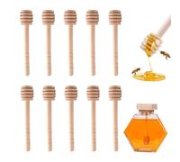 DHWEKU Cuchara Miel,10 PCS Dispensador de Miel Mini Madera Cazo de Miel Palitos de Miel de Pequeños Varilla para Recolectar Jarabe de Miel Melaza Café Leche Té 3.94 Pulgadas