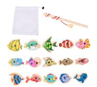 DHWEKU Juego de Pesca para Niños, 16pcs Juguete de Pescar Magnético, Juego de Juguetes de Pesca,Magnéticos, 15 Peces, 1 Caña de Pescar, Early Education Educación Juguetes para Niños 2 3 4 Años