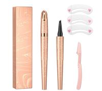 DHWEKU Lápiz de cejas Marrón claro de microblading líquido: resistente al agua, de larga duración, natural, con punta de horquilla de 4 puntos, con 3 pegatinas para cejas y 1 recortador de cejas