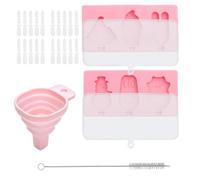 DHWEKU Moldes de Helado,2 Pack Molde de Helado de Silicona 3 Cavidades con 20 Palos,Juego de Moldes para Polos,DIY Popsicle Mold Sin BPA, para Helados DIY Chocolate congelado,con Tapa y Embudo