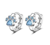 DHWEKU Mujer Plata de ley 925 Con Diseño huella Cristal Circonita,Regalo Ideal Aretes Aro Elegantes y Sofisticados Joyería de Moda,Kids Pendientes para niña Huella de perro Brillante Plata de ley 925