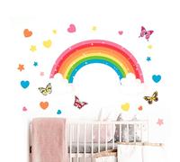 DHWEKU Pegatinas de Pared Arcoiris Grande Vinilos Decorativos Infantiles Arcoiris Sol Nubes Estrellas Adhesivos Pared Bebé Guardería Niños Dormitorio