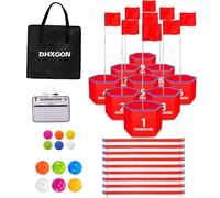 DHXGON Juego de golf para patio trasero, campo de golf portátil de 9 hoyos, juego de astillado de golf al aire libre para la familia, playa, parque, césped, juegos de fiesta de reunión de día de campo
