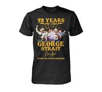 DHXKLCF Vintage George Strait 72 Years 1952-2024 Thank You Memories T-shirtBlackL