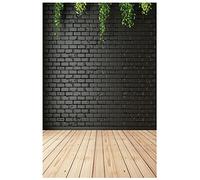DHXXSC 5X7FT limpio negro ladrillo pared fotografía fondo piso madera verde retrato fotografía accesorios negro ladrillo madera piso fondo DH-94