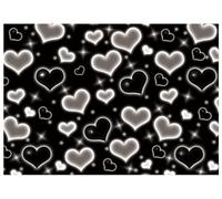 DHXXSC Fondo de fotos de corazón negro de 7 x 5 pies, decoración de fiesta de principios de los años 2000, fondos de la vieja escuela, día de San Valentín, corazón con purpurina, fondo de feliz