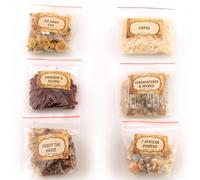 DHYANA 6 Resinas de Incienso (Protección) - 100 Gramos - Olibano y Mirra, Sangre de dragón, Copal, Caza Diablo, 7 Poderes africanos, Purifica la casa
