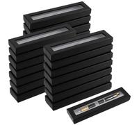 DHYUACN Caja De Madera para BolíGrafos Cajas de Regalo cartón vacías for bolígrafos, Negras, 20 a 50 Unidades, con Ventana Transparente, Ideales for cumpleaños(Black 50Pcs)