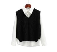 DHYUACN Chaleco De Punto Mujer Chaleco Suéter Mujer | Jerseys de punto sin mangas con cuello en V, jersey for mujer, prendas de vestir exteriores