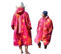 DHYUACN Poncho De Playa Impermeable for cambiarse de Surf, Abrigo for Exteriores, Chaqueta con Forro Polar Que Mantiene el Poncho Gran tamaño seco y abrigado(Printed Red,M)