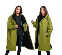 DHYUACN Poncho De Playa Impermeable for cambiarse de Surf, Abrigo for Exteriores, Chaqueta Lana Cordero, Capa con Capucha, Forro for Piscina y en la Playa(Green,L)