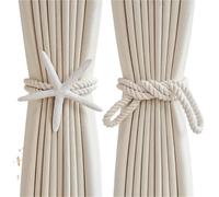 DHYUACN Recogedor Cortinas Boho Alzapaños de Cortina Bohemios Ajustables, decoración Estrella mar Natural Tejida a Mano, Soporte for Cortinas Cuerda Lino y algodón for Ventana
