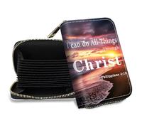 DHYYDSQZ Cartera delgada minimalista para hombres y mujeres, tarjetero pequeño, Verso bíblico de playa Filipenses 4-13, Card Holder with Zipper, Verso bíblico de playa Filipenses 4-13