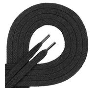Di Ficchiano - Cordones planos de algodón 100% para zapatillas y calzado deportivo, muy resistentes, aprox. 7 mm de ancho, 45-200 cm de longitud, fabricado en Europa, Unisex, Negro , 70