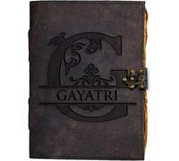 DI - KRAFT - Diario de cuero personalizado hecho a mano GAYATRI impreso con 200 páginas sin rayas para oficina y uso personal (A5)