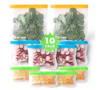 DI ORO® - Bolsas reutilizables para aperitivos - Sin BPA y 100% seguras para alimentos - Bolsas seguras para congelador - Sistema de sellado reutilizable con cierre fácil ziploc