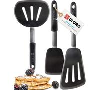 DI ORO® Juego de 2 Espátulas de Silicona - Espátulas de Silicona Resistentes al Calor Hasta 315 °C - Sin BPA Utensilios de Cocina de Silicona Antiadherentes para Cocinar - Apta para Lavavajillas Negra