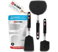 DI ORO® Juego de 3 Espátulas de Silicona - Espátulas de Silicona Resistentes al Calor Hasta 315 °C - Sin BPA Utensilios de Cocina de Silicona Antiadherentes para Cocinar - Apta para Lavavajillas Negra