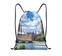Día Brillante En Londres, Vista Del Big Ben Unisex Mochila Con Cordón Gran Capacidad Bolsa De Gimnasio Casual Mochila De Cuerdas Para Senderismo Fútbol Playa